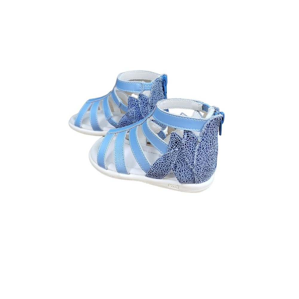 UMI Sandals 5.5 Toddler Girls Blue Shimmer‎ Open Toe Back Zip Ankle Shoes